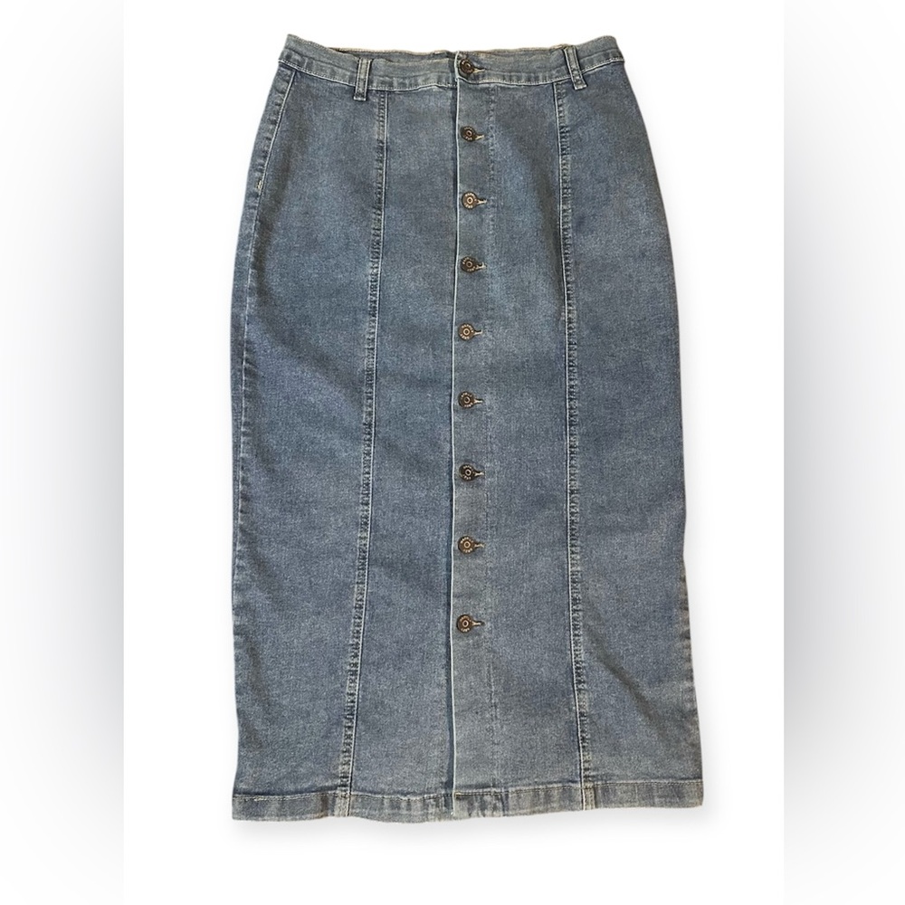 Happily Grey Jean Skirt - Buttoned Down Maxi Skirt